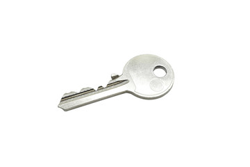 Metal silver key isolated on white background