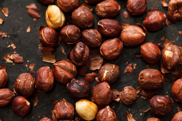 hazelnuts on the black board