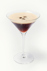 Espresso coffee Martini cocktail. Coffee based hard liquor drink