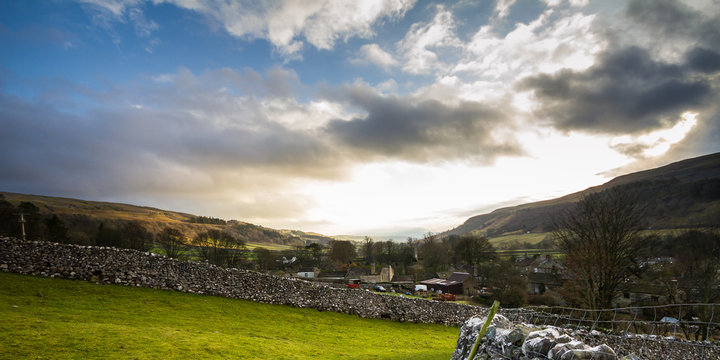 Sunset above Kettlewell Panoramic