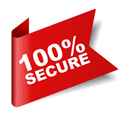 red vector banner 100% secure