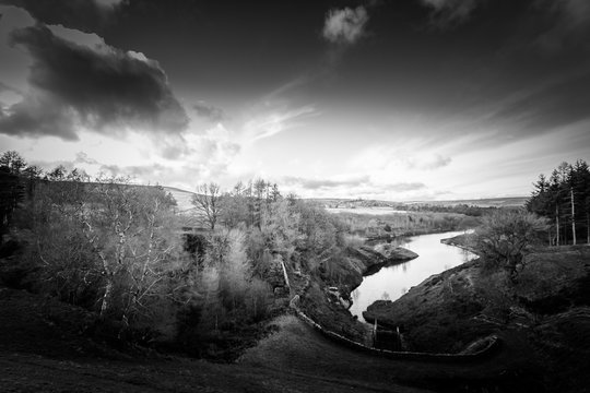 Sunset Ramsden Reservoir Monochrome