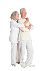 Portrait of happy senior couple isolated on white background