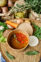 vegetables soup in the bowl