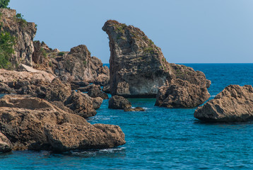 Fototapeta na wymiar Rocky coast of the Mediterranean sea