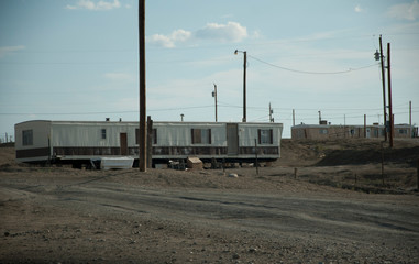 Mobile home in desert area in USA