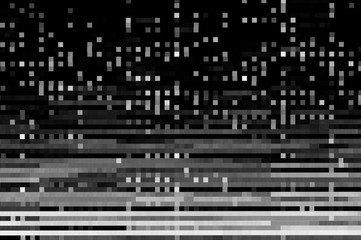 Pixel pattern of a digital glitch / Abstract black and white pixel pattern background of a digital glitch.