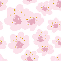 Vector seamless pattern of spring cherry blossoms