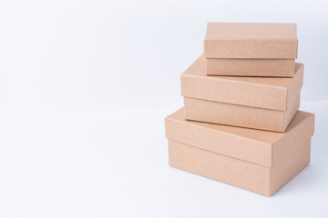Kraft paper boxes on white background