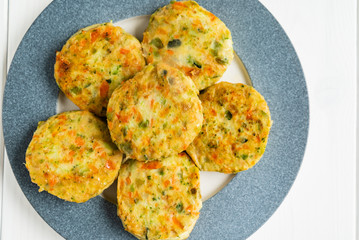 vegetarian cutlets from carrot, zucchini, potato