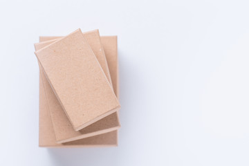 Kraft paper boxes on white background