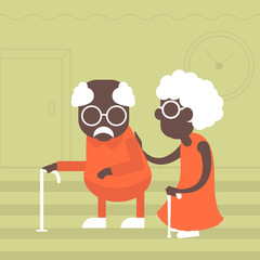 An elderly couple of Africans in flat style.