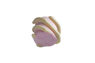 isolation, pink marshmallows with light yellow curls, white background