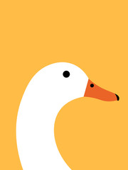 Duck on yellow background