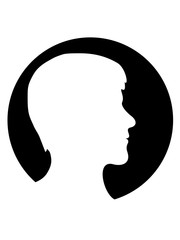 silhouette kreis rund logo männliche kopf seitlich gesicht schatten umriss mann junge clipart design cool