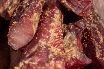 smoked meat in the market