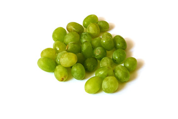 bunch of green grapes isolated on white