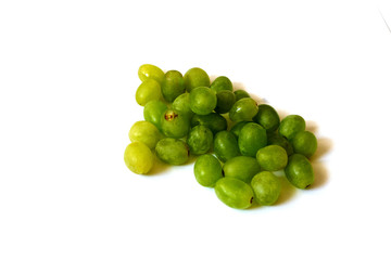 bunch of green grapes isolated on white