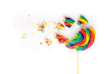smashed colorful lollipop