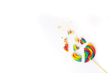 smashed colorful lollipop