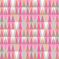 Triangles background. Vector geometric seamless pattern in pastel retro colors and simple shapes.