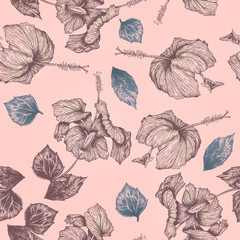 Hibiscus Floral Seamless Pattern