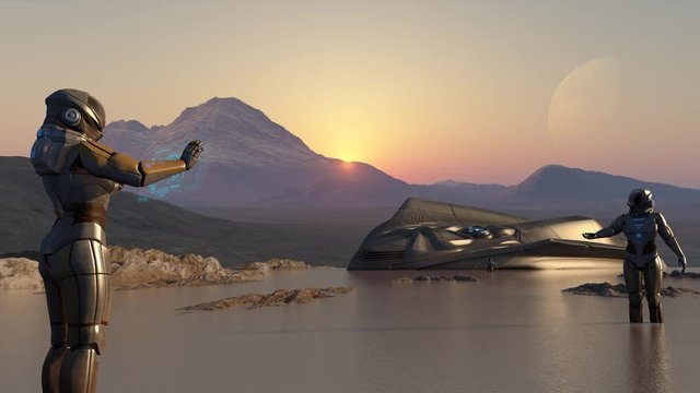 Astronautas perdidos en planeta desierto