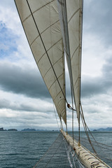 Sailboat heading into open sea