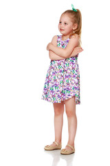 The little girl is full-length.