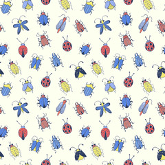 Hand drawn Insect sketch seamless pattern wallpaper