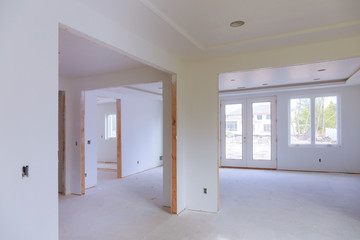 Room interior with new house for the under construction