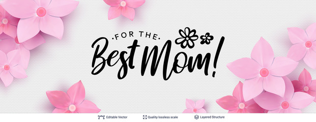 Mother's Day greeting card banner vector template.