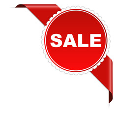 red corner label with sale sign