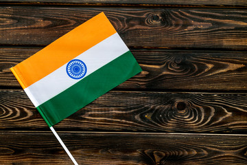 Flag of India on wooden background top view