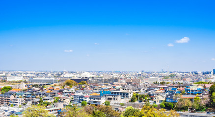 青空が広がる住宅街	　ワイド