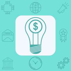 Money light bulb vector icon sign symbol