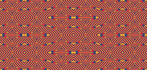 Color seamless pattern with hypnotic trance texture. Abstract multicolored striped background. Op art unique bright abstraction. Psychedelic trippy art.