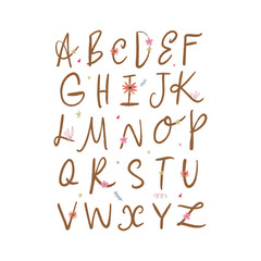 Hand drawn floral alphabet letters, vector clip art. Good for wedding labels and other