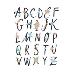 Hand drawn floral alphabet letters, vector clip art. Good for wedding labels and other