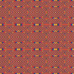 Color seamless pattern with hypnotic trance texture. Abstract multicolored striped background. Op art unique bright abstraction. Psychedelic trippy art.