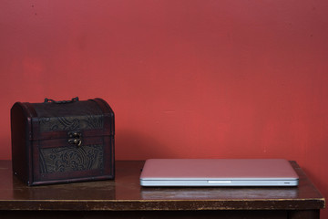 table with books and other elements