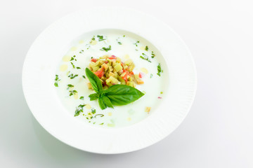 vegetable soup isolated on white