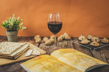passover table with wine