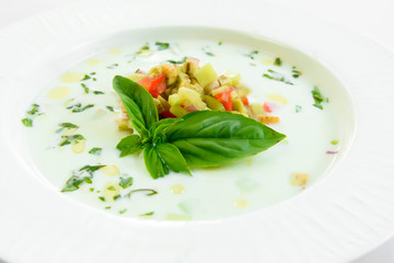 vegetable soup isolated on white