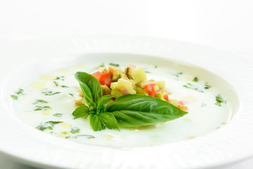 vegetable soup isolated on white