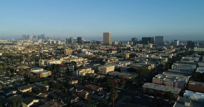 SLOW MOTION Aerial Shot of Los Angeles. Downtown LA by Airflow Creations DTLA DOLLY TO THE RIGHT 