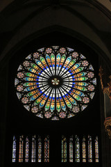 La grande rose occidentale la grande rose XIVe siècle . Cathédrale Notre-Dame de Strasbourg. / The big western rose the big pink 14th century. Our Lady of Strasbourg Cathedral. 
