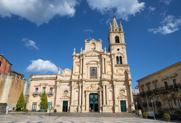 Fototapeta na wymiar Acireale - The church Basilica dei Santi Pietro e Paolo.