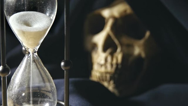 Human skull in the smoke