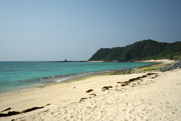 Obraz premium Amami Oshima, Japan - April 8, 2019: Sakibaru Beach or Mihama in Amami Oshima, Kagoshima, Japan